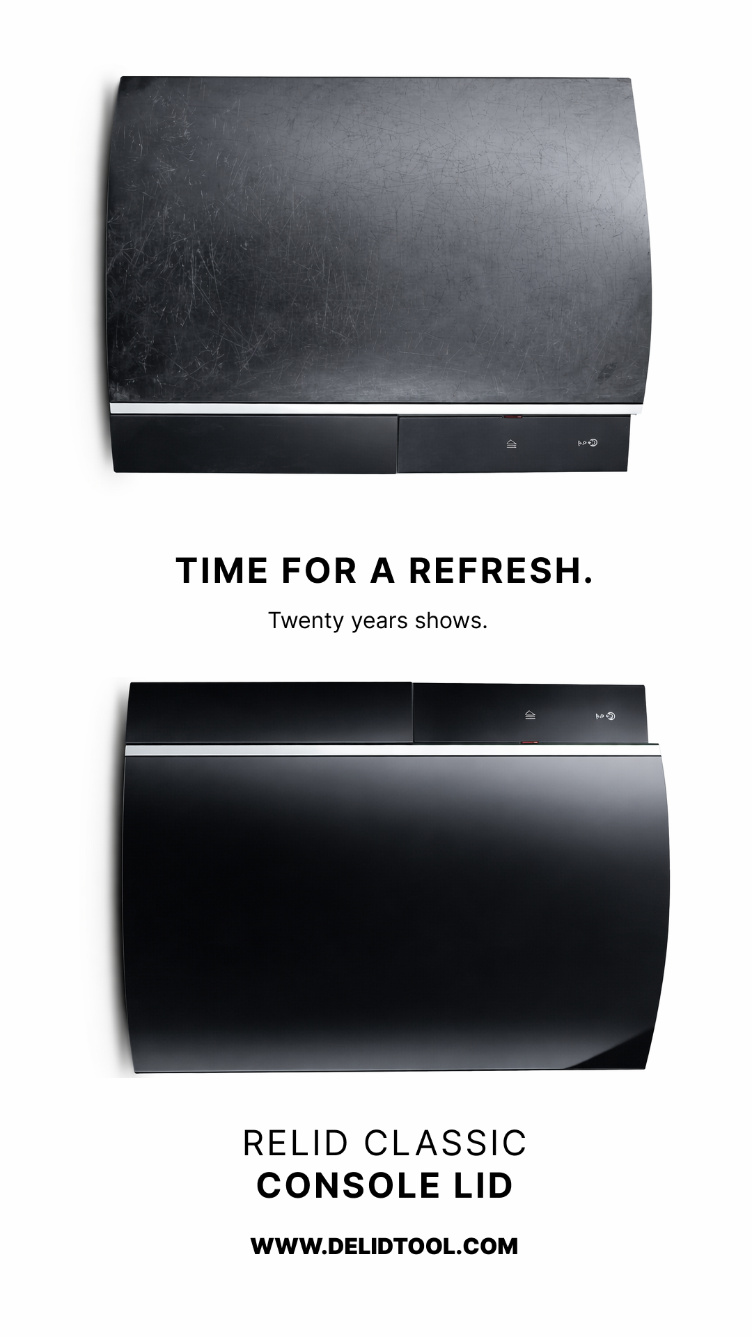 Relid Classic console lid installed on compatible launch model hardware