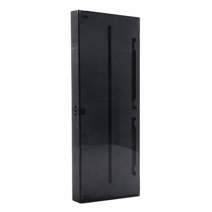 Black PlayStation 3 memory card reader with open lid on a white background